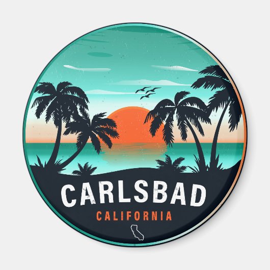 Carlsbad California Retro Sunset Souvenirs 80s Magneet (Voorkant)