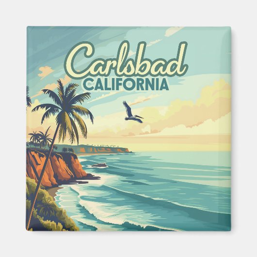 Carlsbad California San Diego Beach Vintage Magneet (Voorkant)