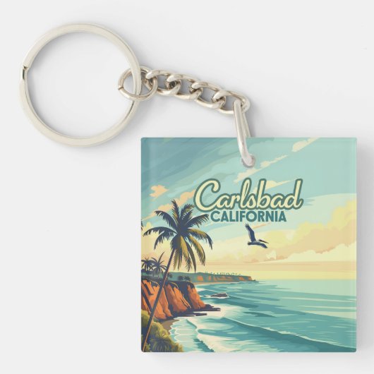 Carlsbad California San Diego Beach Vintage Sleutelhanger (Voorkant)