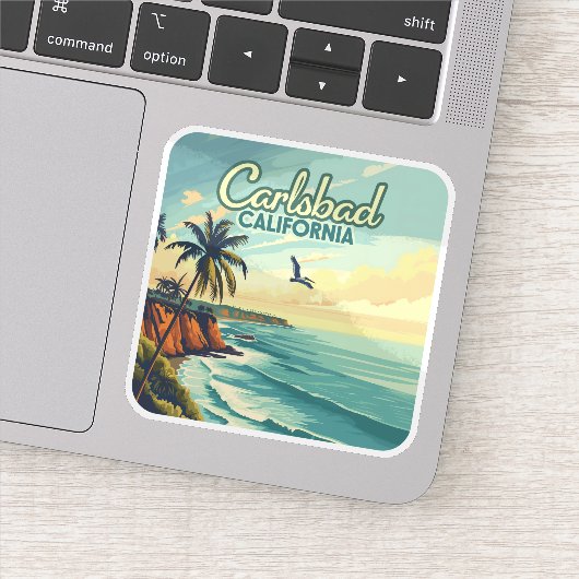 Carlsbad California San Diego Beach Vintage Sticker (Detail)