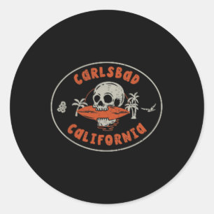 Carlsbad Californië Ca Schedel Surf Tattoo Voorzij Ronde Sticker