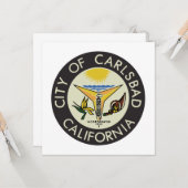 Carlsbad (Californië) City Seal Kaart (Voorkant / Achterkant in situ)