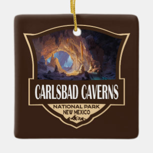 Carlsbad Caverns National Park Illustratie Retro Keramisch Ornament