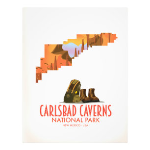 Carlsbad caverns national park New Mexico kaart Foto Afdruk
