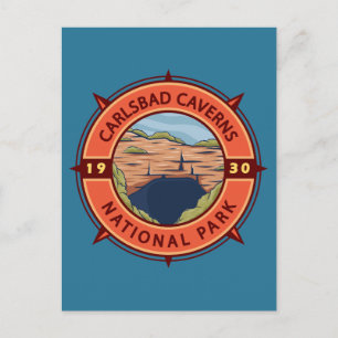 Carlsbad Caverns National Park Retro Compass Briefkaart