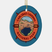 Carlsbad Caverns National Park Retro Compass Keramisch Ornament (Rechts)