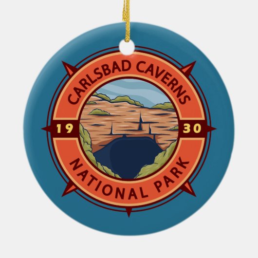 Carlsbad Caverns National Park Retro Compass Keramisch Ornament (Achterkant)