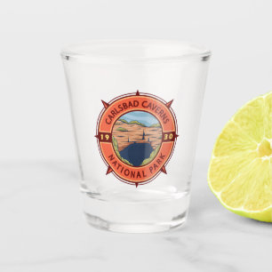 Carlsbad Caverns National Park Retro Compass Shot Glas