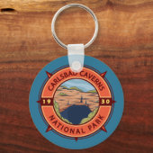 Carlsbad Caverns National Park Retro Compass Sleutelhanger (Voorkant)