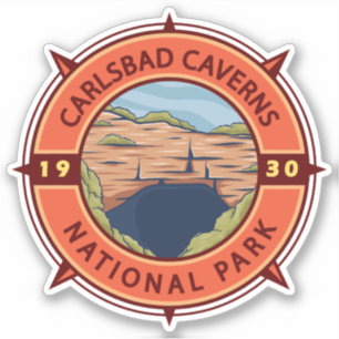 Carlsbad Caverns National Park Retro Compass Sticker