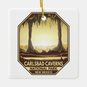 Carlsbad Caverns National Park Retro Emblem Keramisch Ornament