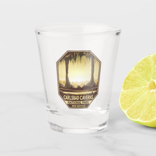 Carlsbad Caverns National Park Retro Emblem Shot Glas (Voorkant)