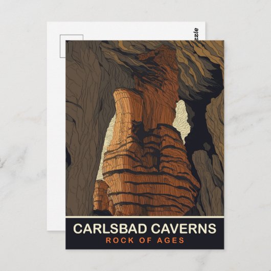 Carlsbad Caverns, Rock of Ages, Reizen Briefkaart (Voorkant / Achterkant)