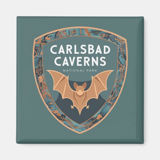 Carlsbad Caverns US National Park Bat Emblem Magneet (Voorkant)