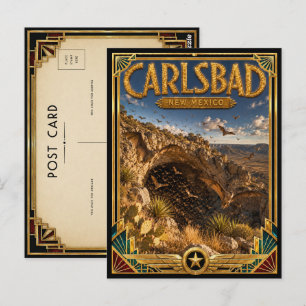 Carlsbad New Mexico Vintage Art Deco Gouden Tijdpe Briefkaart