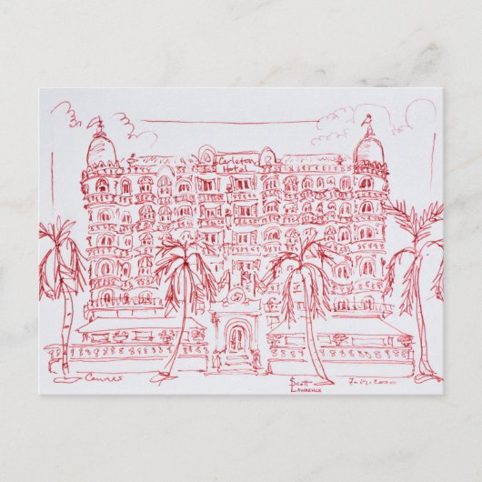 Carlton Hotel, Cannes, Frankrijk Briefkaart (Voorkant)