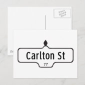 Carlton Street, Toronto Street Sign Briefkaart (Voorkant / Achterkant)