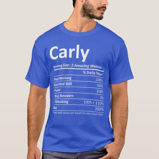 Carly Nutrition Personalized Name Funny Idea frien T-shirt (Voorkant)