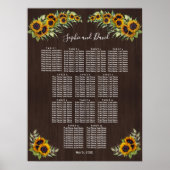 Carm Old barn Sunflower Wedding Seding Chart Poster (Voorkant)