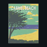Carmel Beach California Travel Art Vintage Briefkaart<br><div class="desc">Carmel-by-the-Zee in een vectorkunststijl. Carmel-by-the-Zee is een kleine strandstad op het schiereiland Monterey in Californië. Het staat bekend om de musea en de bibliotheek van de historische Carmel Mission.</div>