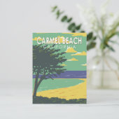 Carmel Beach California Travel Art Vintage Briefkaart (Staand voorkant)