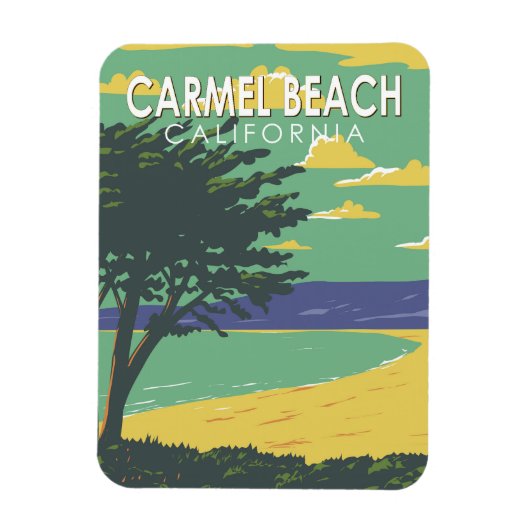 Carmel Beach California Travel Art Vintage Magneet (Verticaal)