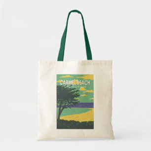 Carmel Beach California Travel Art Vintage Tote Bag