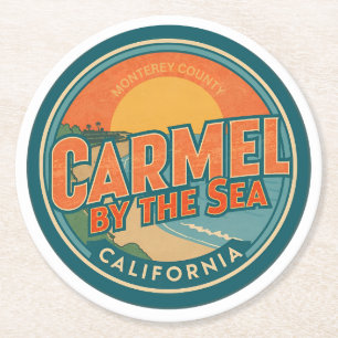 Carmel bij de zee strand california pacific kust g ronde kartonnen onderzetter