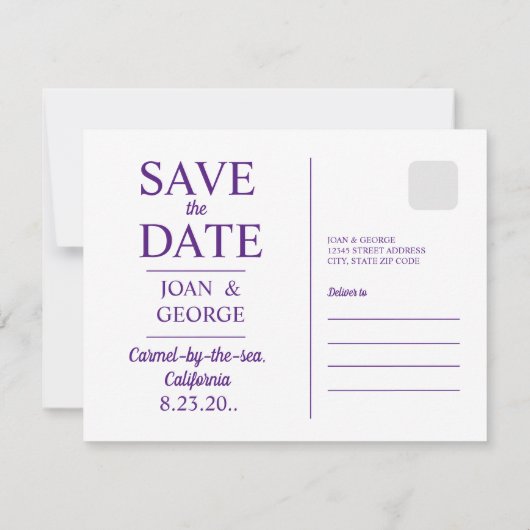 Carmel bij het zee, Californië, Save The Date (Achterkant)