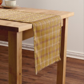 Carmel Brown Plaid Classic Pattern Table Runner Korte Tafelloper (Voorbeeld)