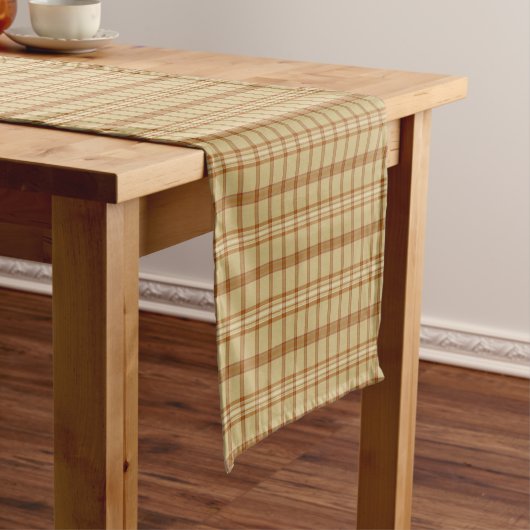 Carmel Burgundy Plaid Classic Pattern Table Runner Korte Tafelloper (Voorbeeld)