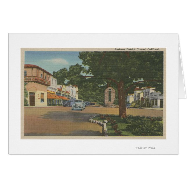 Carmel, CA - Business District Uitzicht of Downtow (Voorkant Horizontaal)