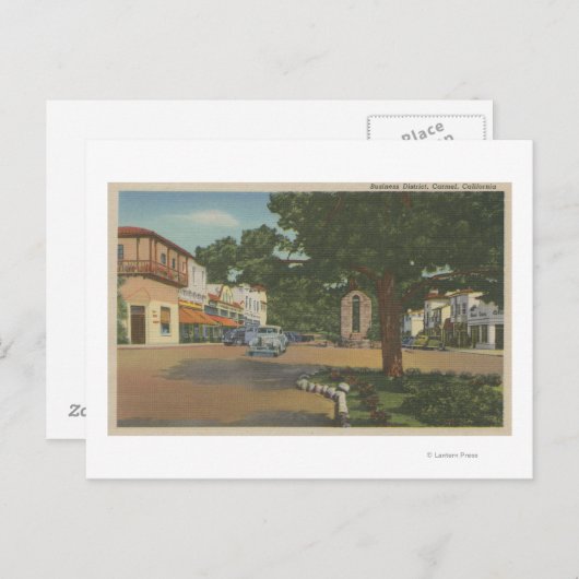 Carmel, CA - Business District Uitzicht of Downtow Briefkaart (Voorkant / Achterkant)