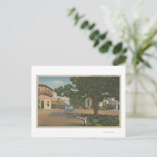 Carmel, CA - Business District Uitzicht of Downtow Briefkaart (Staand voorkant)