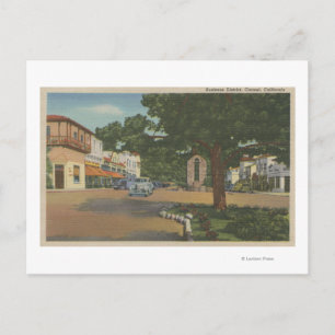 Carmel, CA - Business District Uitzicht of Downtow Briefkaart