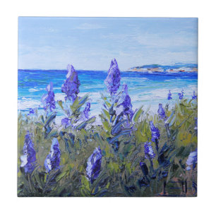 Carmel California, Beach, Lupins, Landscape Art Tegeltje