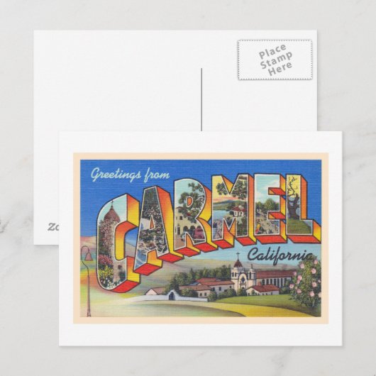 Carmel California,  groot Briefkaart met grote let (Voorkant / Achterkant)