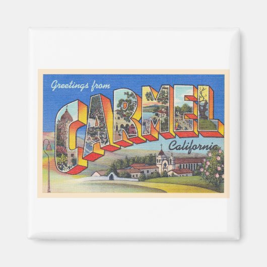 Carmel California,  groot Briefkaart met grote let Magneet (Voorkant)