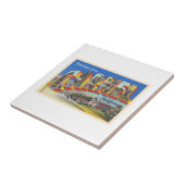 Carmel California,  groot Briefkaart met grote let Tegeltje (Zijkant)