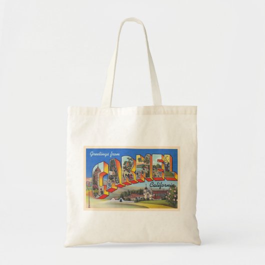 Carmel California, groot Briefkaart met grote let Tote Bag (Voorkant)