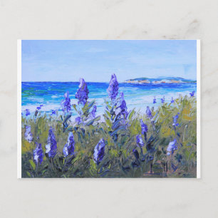 Carmel Californië, Strand, Lupines, het Art. van Briefkaart