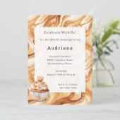 Carmel Cream Hearts Caramel Cupcake Birthday  Kaart (Staand voorkant)