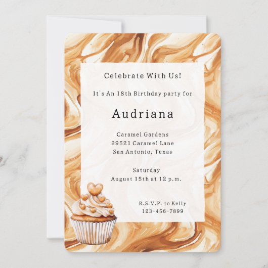 Carmel Cream Hearts Caramel Cupcake Birthday  Kaart (Voorkant)