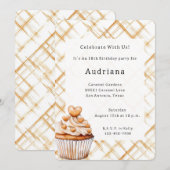 Carmel Cream Hearts Cupcake Verjaardag Kaart (Voorkant / Achterkant)