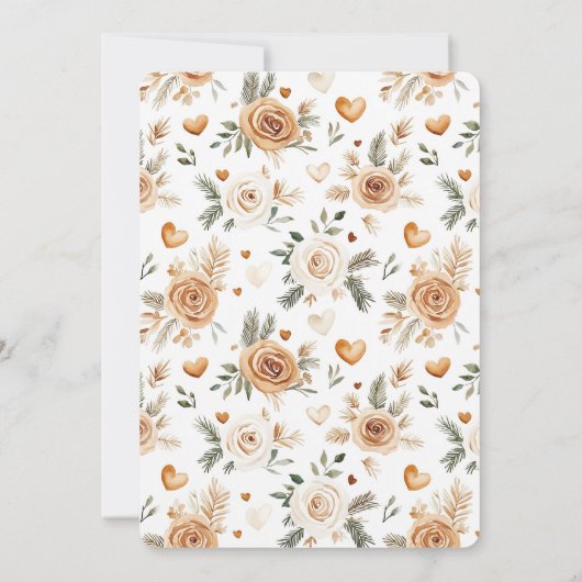 Carmel Cream Hearts Floral Caramel Birthday Kaart (Achterkant)