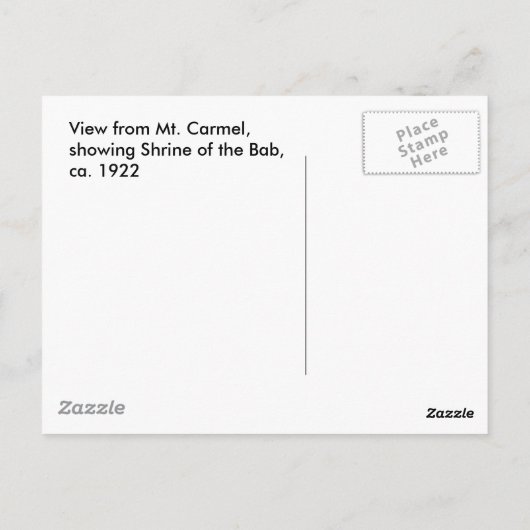 Carmel, Haifa, ca. 1922 Briefkaart (Achterkant)