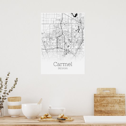 Carmel Map - Indiana - City Map Poster (Keuken)