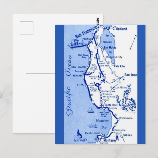 "Carmel naar San Francisco  Kaart (Voorkant / Achterkant)