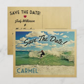 Carmel Save the Date California Surf Aankondigingskaart (Voorkant / Achterkant)