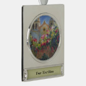 Carmel Spain Mission California Garden Verzilverd Banner Ornament (Rechts)